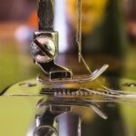 macro photo of sewing machine