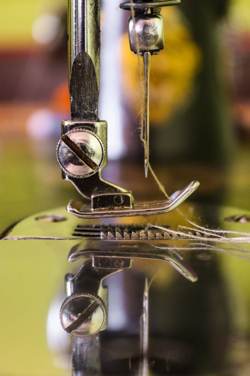 macro photo of sewing machine